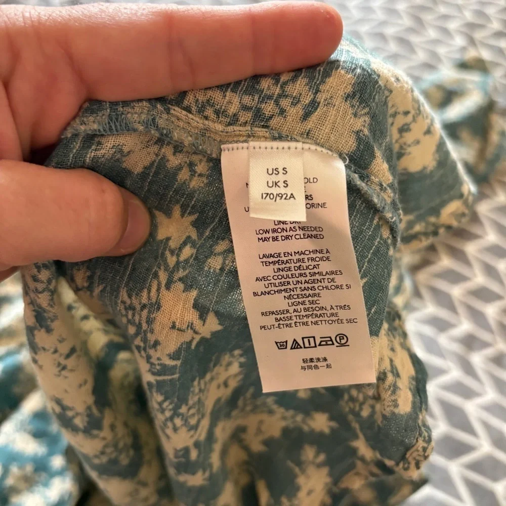 Free people Ellie Floral Print Gauze Dress in Soft Seafoam Womens Sz Small
